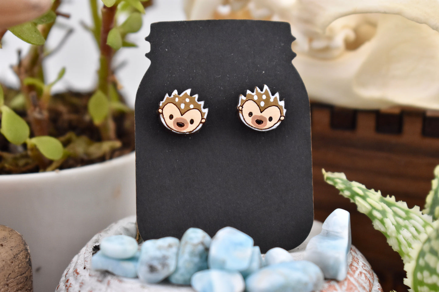 Hedgehog Face Studs