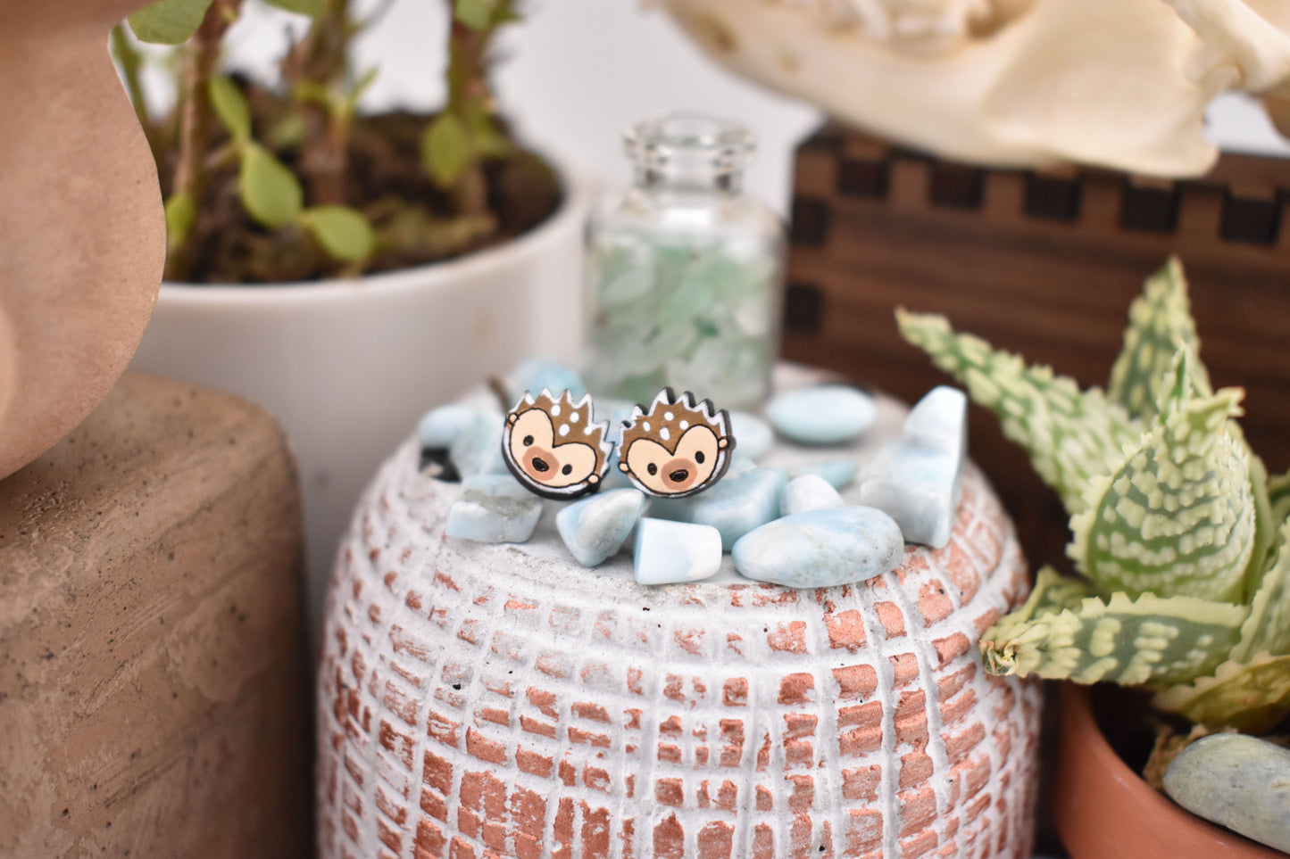 Hedgehog Face Studs