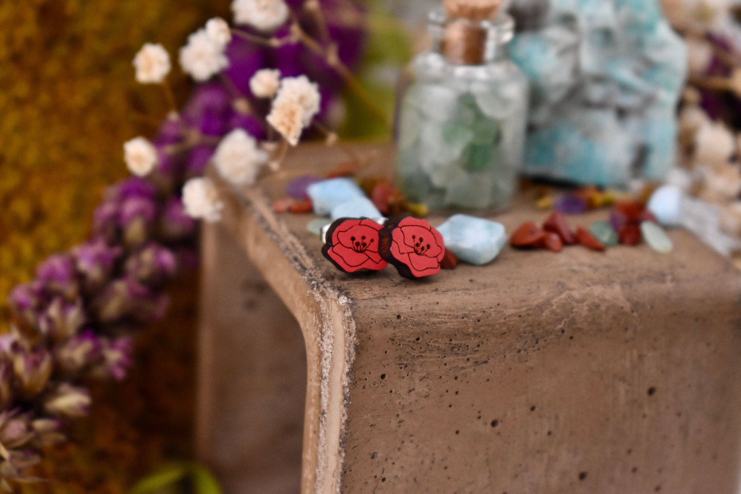 Side Poppy Studs
