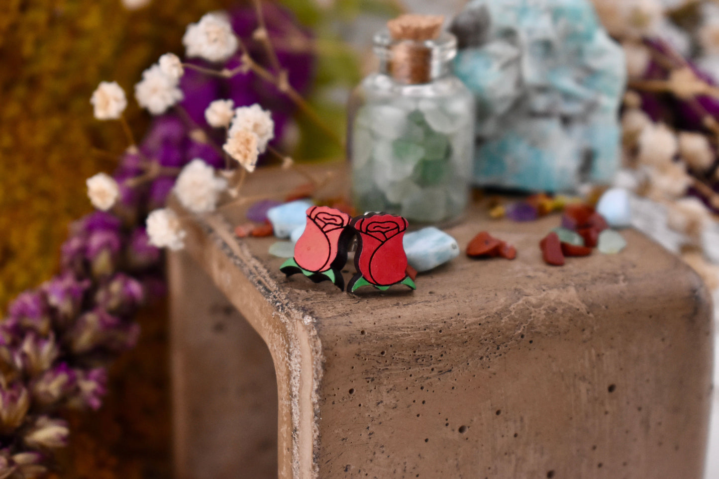 Side Rose Studs